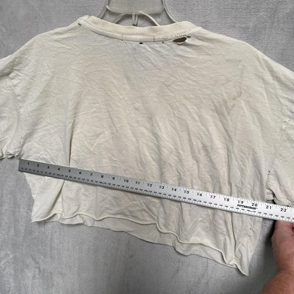 Forever 21 Shirt Womens Medium White Tarot Card Graphic Cropped Distressed Tee - Picture 6 of 6